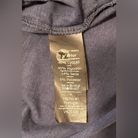 CH CAROLINA HERRERA Navy Blue One Shoulder Sleeveless Ruffle Top Size Medium - Picture 6 of 8